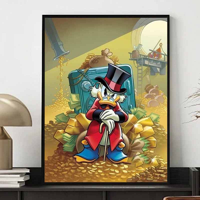 Disney Diamantmålning Joakim von Anka Temat Valvet Illustration, Tecknad 5D Diamant Korsstygn Mosaik Heminredning Gåva