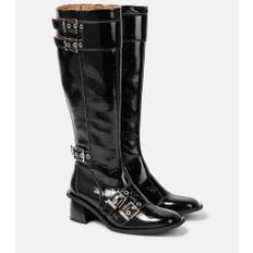 Ganni Feminine faux leather knee-high boots - black - EU 35