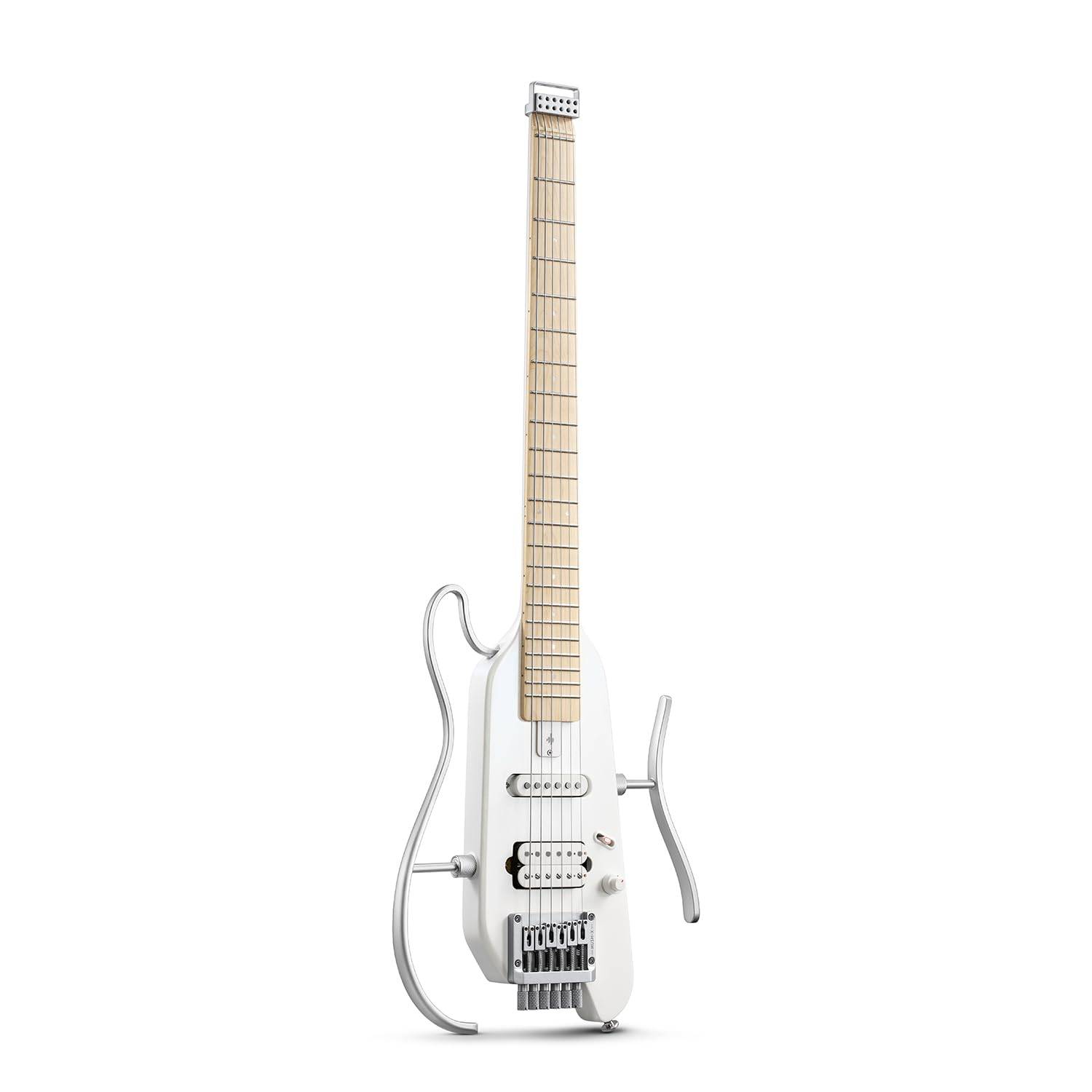 Donner Travel Electric Mahogany Ideal for White Hush-X Guitar, Guitar, Headless, Portable, Body, Travel/Business Trips/Practice,