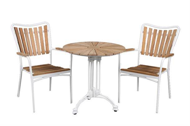 DaneLine Eva Cafesæt Ø70 - Teak - Hvid.