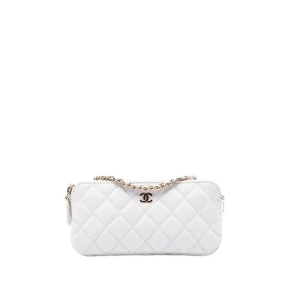 Chanel Vintage Pre-owned Quilted Caviar Crossbody Bag - Vintage - Dame - Hvid - ONE SIZE - Uld