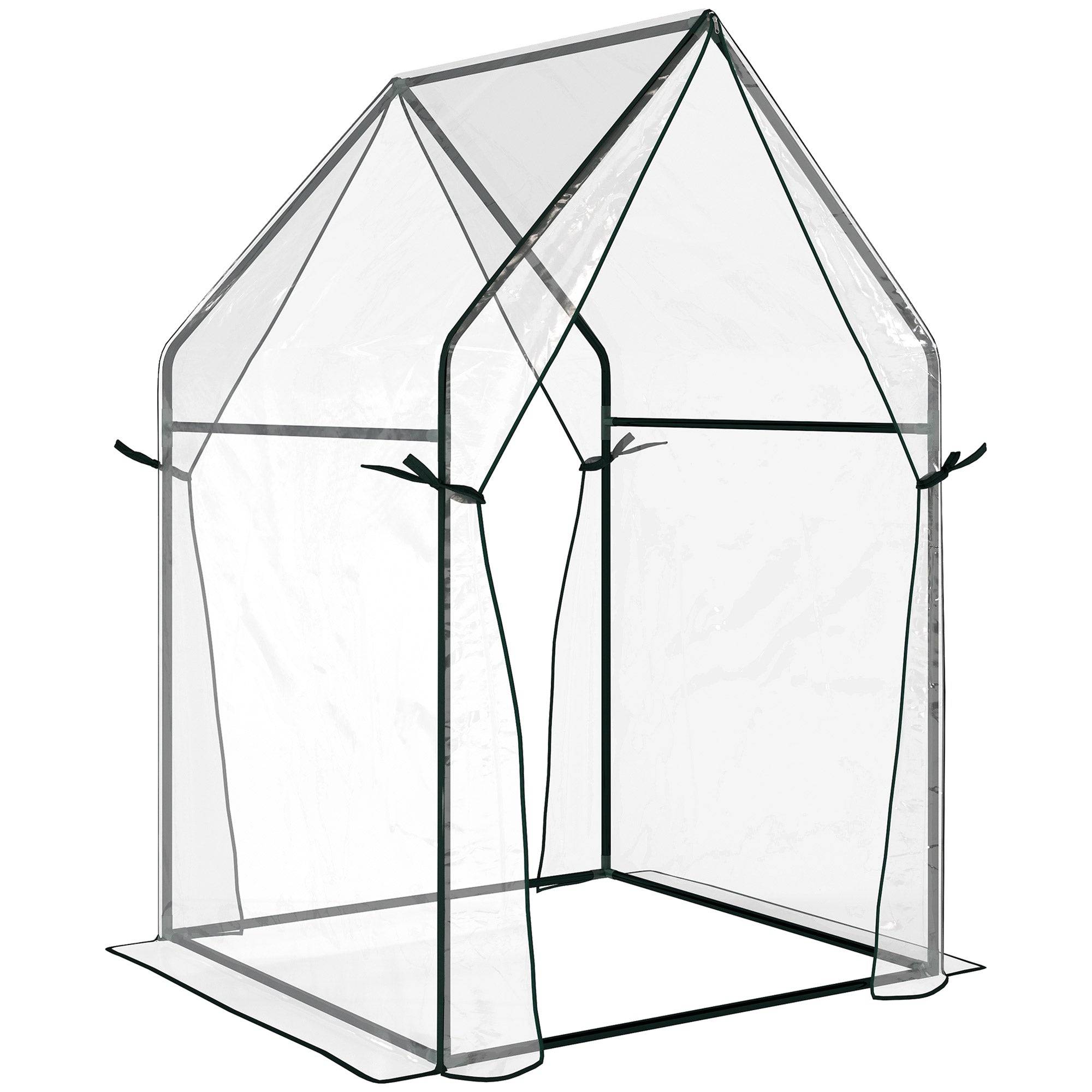 Drivhus/kold ramme/drivhus, 90 cm x 90 cm x 145 cm, transparent + sort