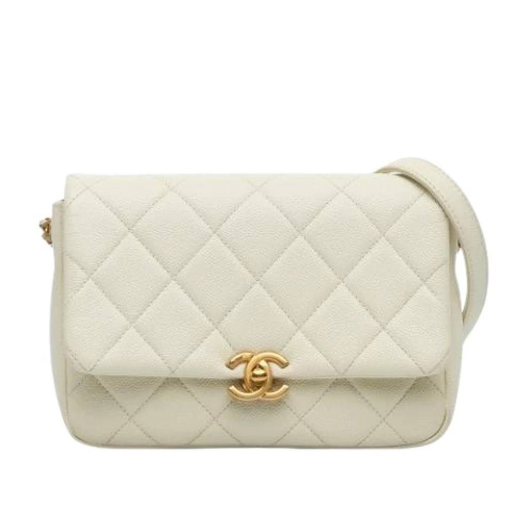 Chanel Vintage Pre-owned Vintage Flap Skuldertaske - Vintage - Dame - Hvid - ONE SIZE - Uld