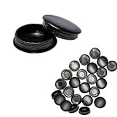 Ctyjia 25 stycken perforerade plastpluggar svart, borrhål, täckpluggar 16 mm, blindpluggar för möbler, skåp