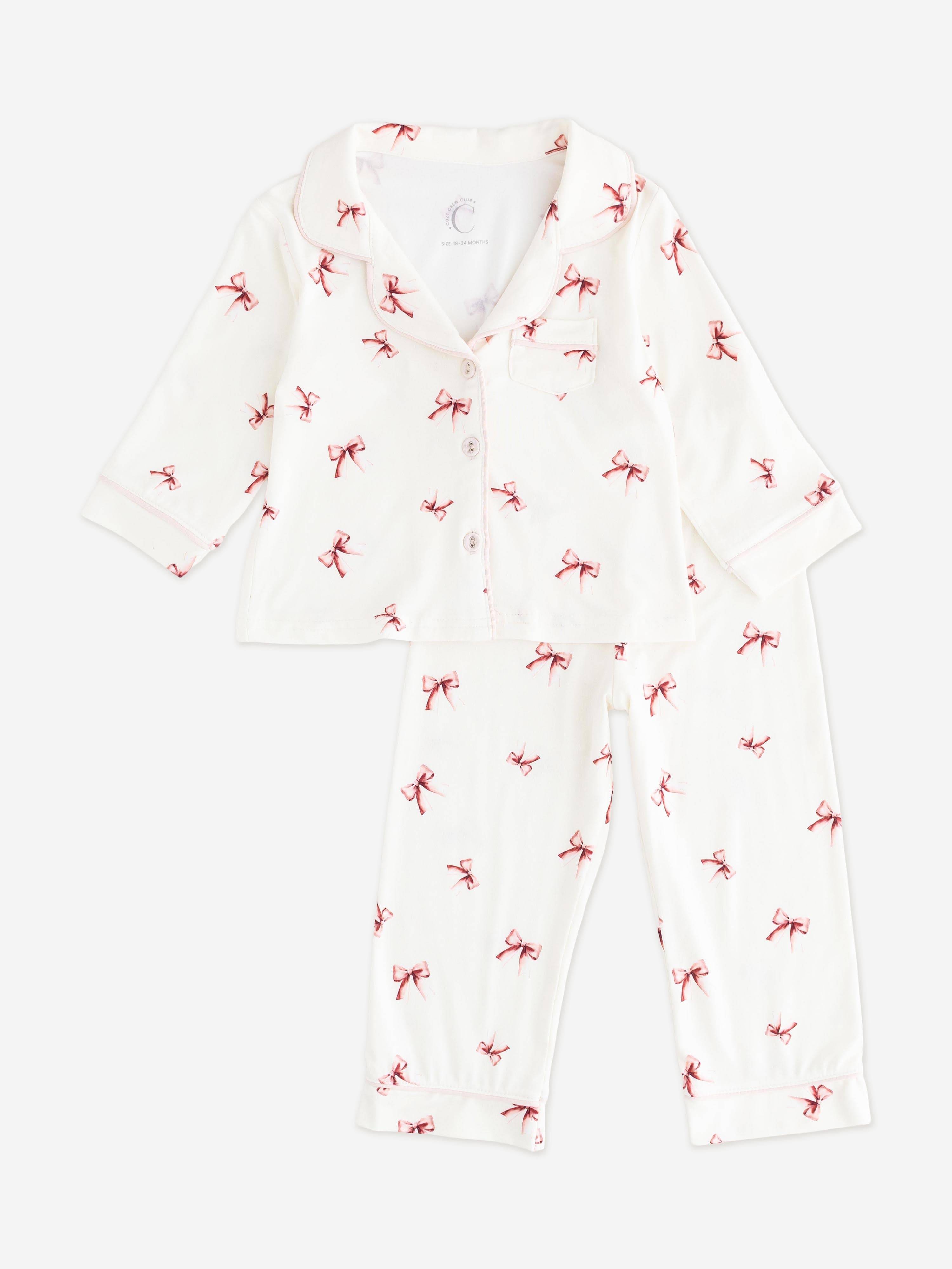Cozy Crew Club Girls Mini COZY Rosy Ribbon Pyjamas in Ivory - Ivory / 6 - 7 Years (6 - 7 Years)
