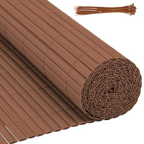 Gimisgu PVC insynsskyddsmatta, insynsskydd, väderbeständig, balkong insynsskydd, balkongskydd, vindskydd, 140 x 800 cm, brun