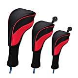 Namvo 3 st/set golfchaufför trähuvud klubböverdrag utrustning stolpe skyddande ärm professionell golfputter huvudskydd röd