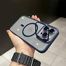 Magnetiskt linsskydd Telefonfodral för Iphone 11 12 13 14 15 16 Pro Max Kameraglas Transparent Metal Ring Cover (För iphone15/Dark Blue)