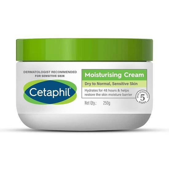 Cetaphil Moisturising Cream for Face & Body,Dry to Normal skin, 250 gm, Paraben & Sulphate free, Niacinamide &Vitamin B5 green
