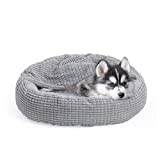 Alalulu Liten hund- och kattsäng med huva filt, munk rund lugnande anti-ångest husdjursgrotta för inomhus kattunge eller valps värme, med halkfri och vatten/smutsbeständig bas, maskintvättbar