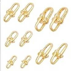 NBEADS 10 st D-ringar i mässing ankare schackellås, 5 storlekar äkta 18K guld snäppkrok svängbart lås U-format hästskospänne för smyckestillverkning gör-det-själv handväska rem ersättning