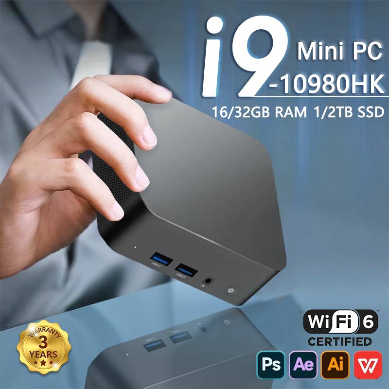 New Portable I9 Mini Computer Windows 11 I9 10980HK 16GB 1TB Gaming Office Computer Dual Band WiFi 6-Core Mini Desktop Computer