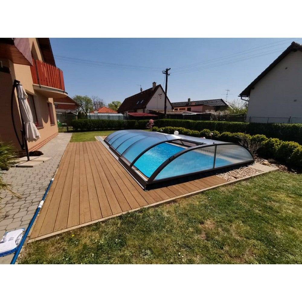 Compact Pooltak med Sidodörr K-3-390 - 4mm Klarglas / Antracit