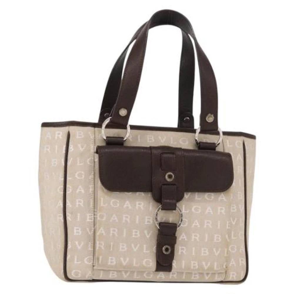 Bvlgari Vintage Pre-owned Canvas Håndtaske - Vintage - Dame - Beige - ONE SIZE -