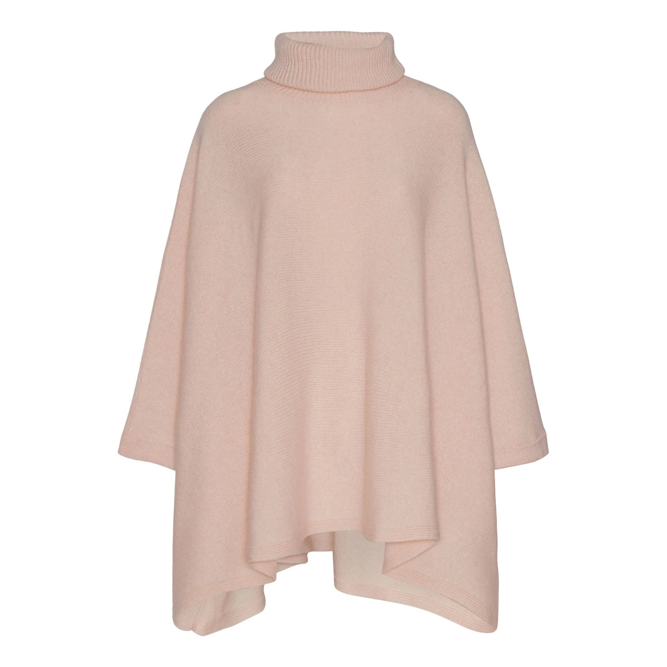 Scandinavianlux.com Cashmere poncho med rullekrave i rosa