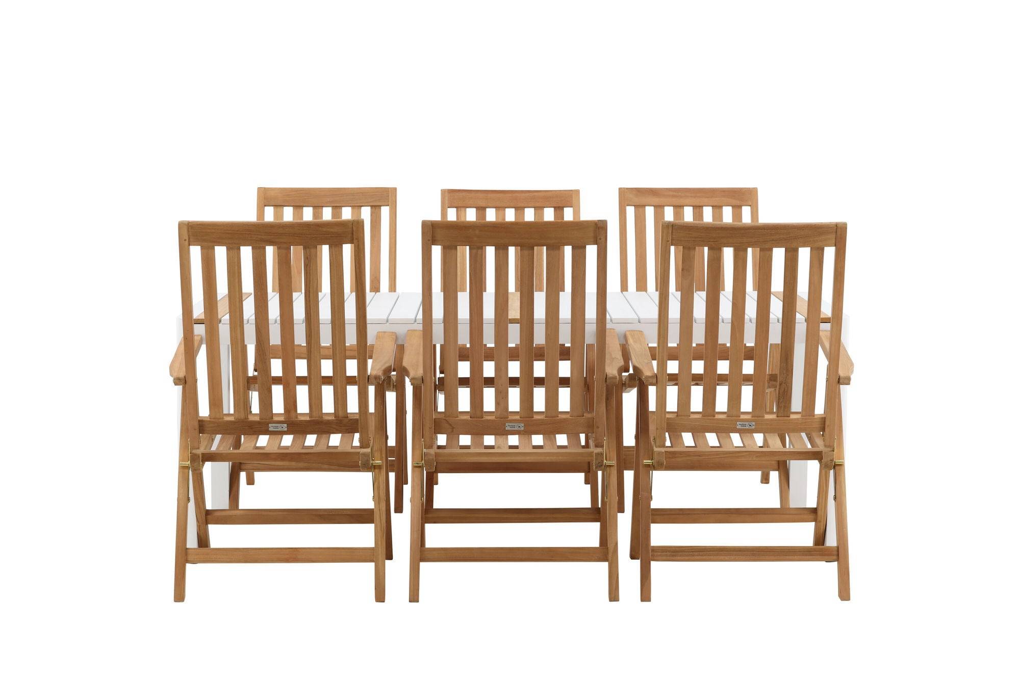 Venture Home Togo - spisebord- White / Teak - Allu / Teak - 200*100 _1+ Kenya 5-position Folding stol - Teak _6