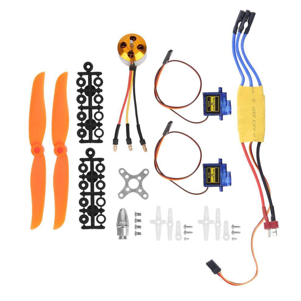 Rc A2212 1400Kv børsteløs motor, RC-flymotor ESC-servopropeltilbehørssæt til RC-fly med fast vinge, gasreguleringsområdekalibrering, lav støj