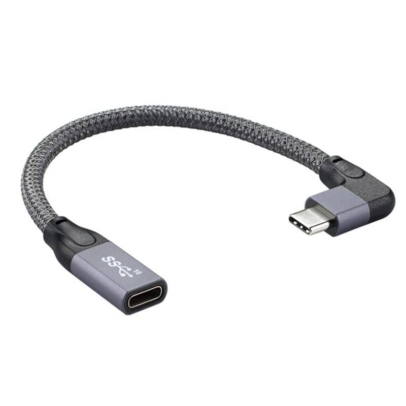 100w pd 5a böjda usb 3.1 typ-c förlängningskabel 4k @ 60hz 10 gbps usb-c gen 2 förlängningssladd för macbook nintendo asus hp laptop 1m - Grå / 1m