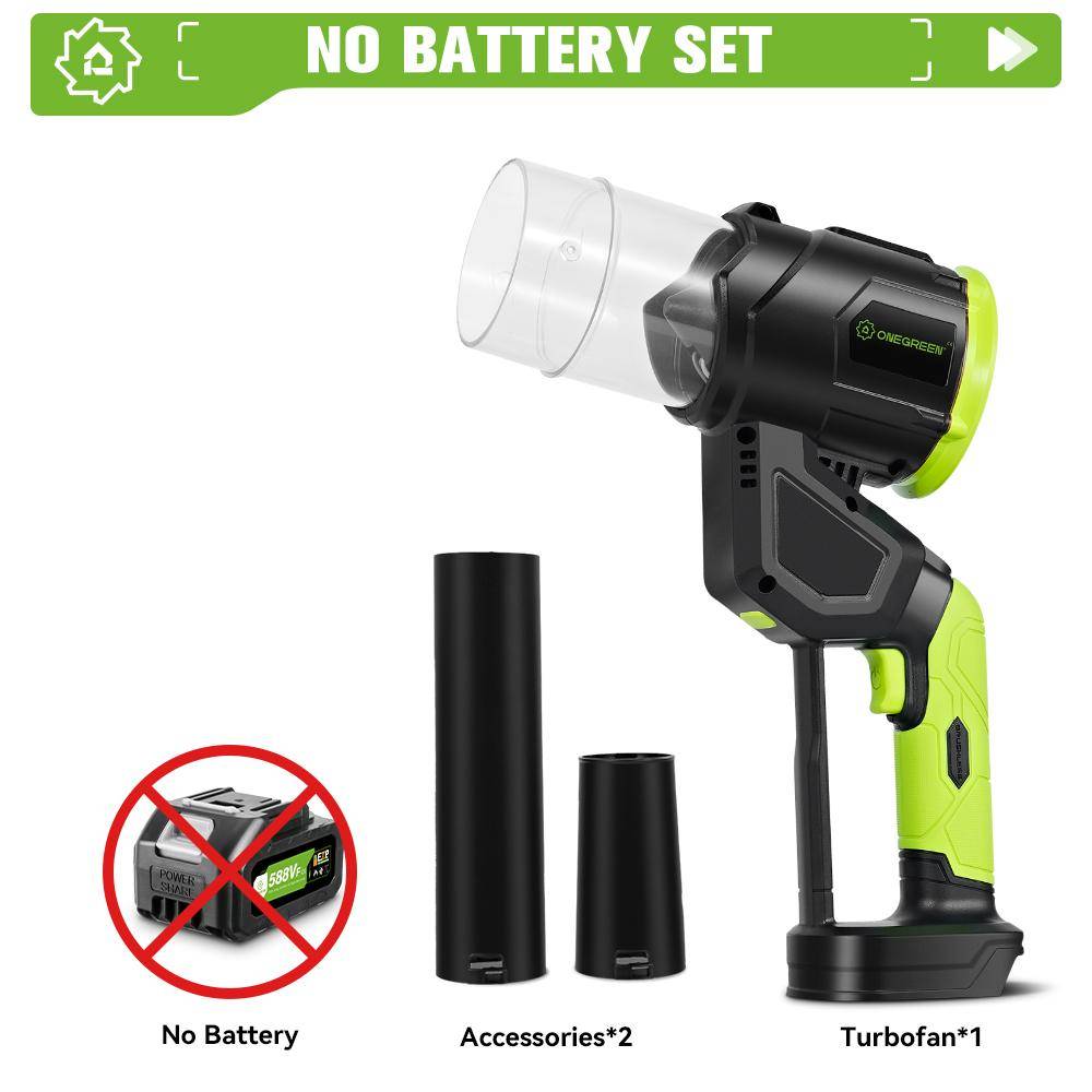 ONEGREEN Borstlös Elektrisk Turbobläsare Jetfläkt 180° Justerbar Lövblåsare Dammsugningsverktyg För Makita 18V Batteri Stift Without battery