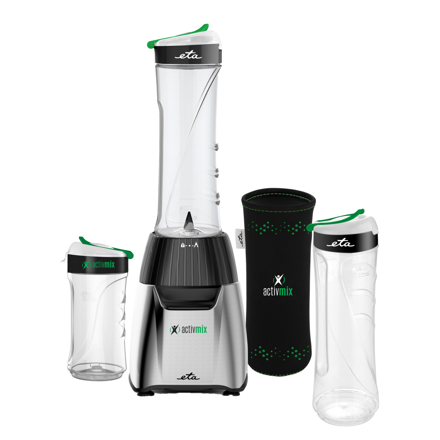 ETA ActivMix Blender To Go med 3 Tritan-flaskor – BPA-fri – Silver