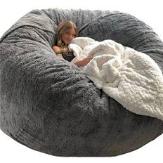 Jätte sittpuff, solstol, sittsäck med förvaring, sittpuff, mjuk och fluffig, bärbar, för vardagsrum, bäddsoffa, ingen fyllning.