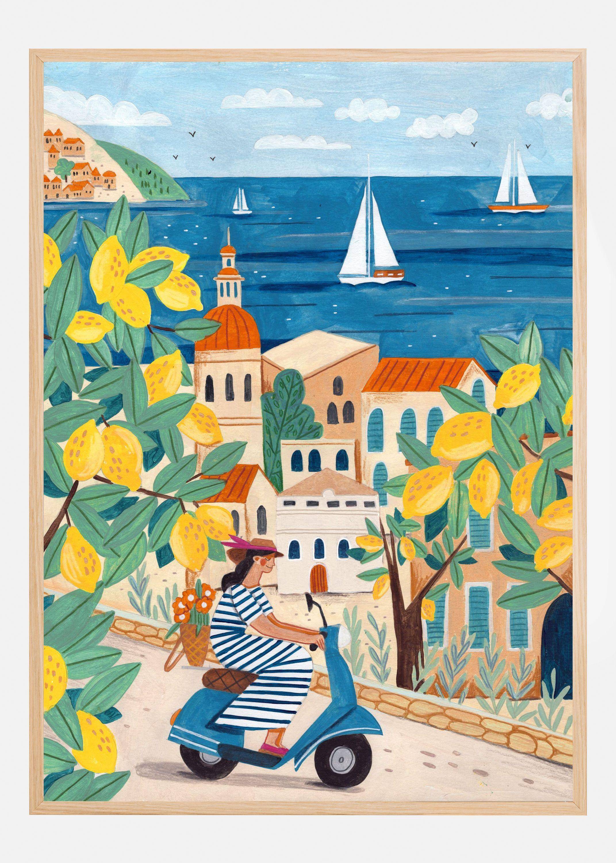 Travel woman on the Amalfi coast Poster (21x29.7 cm (A4))