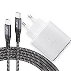 45W USB C-laddare Snabbladdare kompatibel med Samsung Galaxy S23+, S23 Ultra, S22+, S22 Ultra, S21 Ultra 5G, Note10+, Galaxy Tab S8, S8+, S8 Ultra, Tab S7, med 100W Nylonladdningskabel USB-C 5A 2M