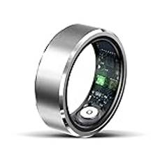 JINSHANGZI 2024 ny R5 smart ring aluminiumlegering hälsa sömn fitness tracker utomhussport 5 ATM vattentät fingersmarttring för män kvinnor (silver, 10)