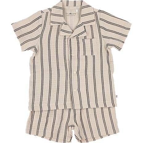 Tiny One 2-delt sæt med skjorte og shorts str. 62/68 - beige