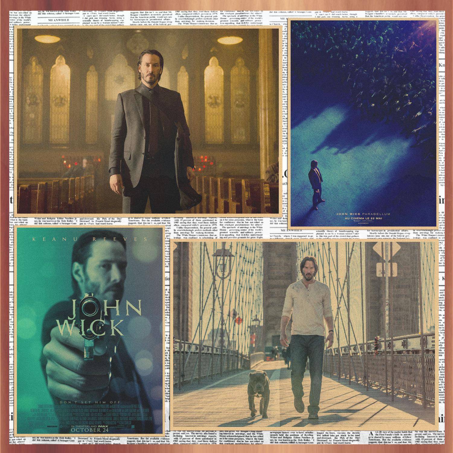 Retro John Wick Hastighetsjakt Filmplansch - Keanu Reeves Väggdekor