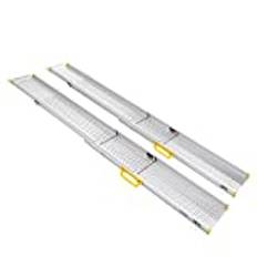 LIEKUMM 2 x 127–300 cm uppkörningsramp rullstol, 300 kg lastkapacitet rullstolsramp för trappor, trappsteg, bärbar teleskop uppkörningsramp för elektriska rullstolar, cyklar, trippel utdragbar