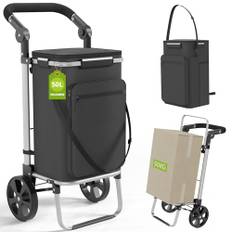 3in1 Einkaufstrolley, Trolley Klappbar mit Groß 50L, Einkaufswagen mit Kühlfach, Einkaufstasche mit Rollen, Tasche abnehmbar, Trolley Sackkarre Ideal für Senioren, Camping, Reisen & Alltag