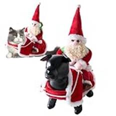 Santa Dog Costume For Small Medium Large Pets, Festive Christmas Pet Clothes For Dogs And Cats, Funny Riding Santa Claus Outfit With Hat For Holiday Cosplay And Dressing Up Fun