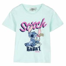Barn T-shirt med kortärm Stitch Grön Turkos