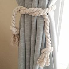 2-delars set beige vävda knytband, moderna minimalistiska gardinknytband i linnelook, höstdekor, höstdekor, rumsdekor