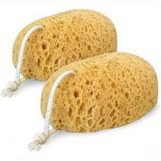 TEMU 2-pack Honeycomb Seaweed Bath Sponges, Exfoliating Cleanser, Light Yellow, Rich Foam, Nourishing, Home , Types, Unisex, High-quality Material