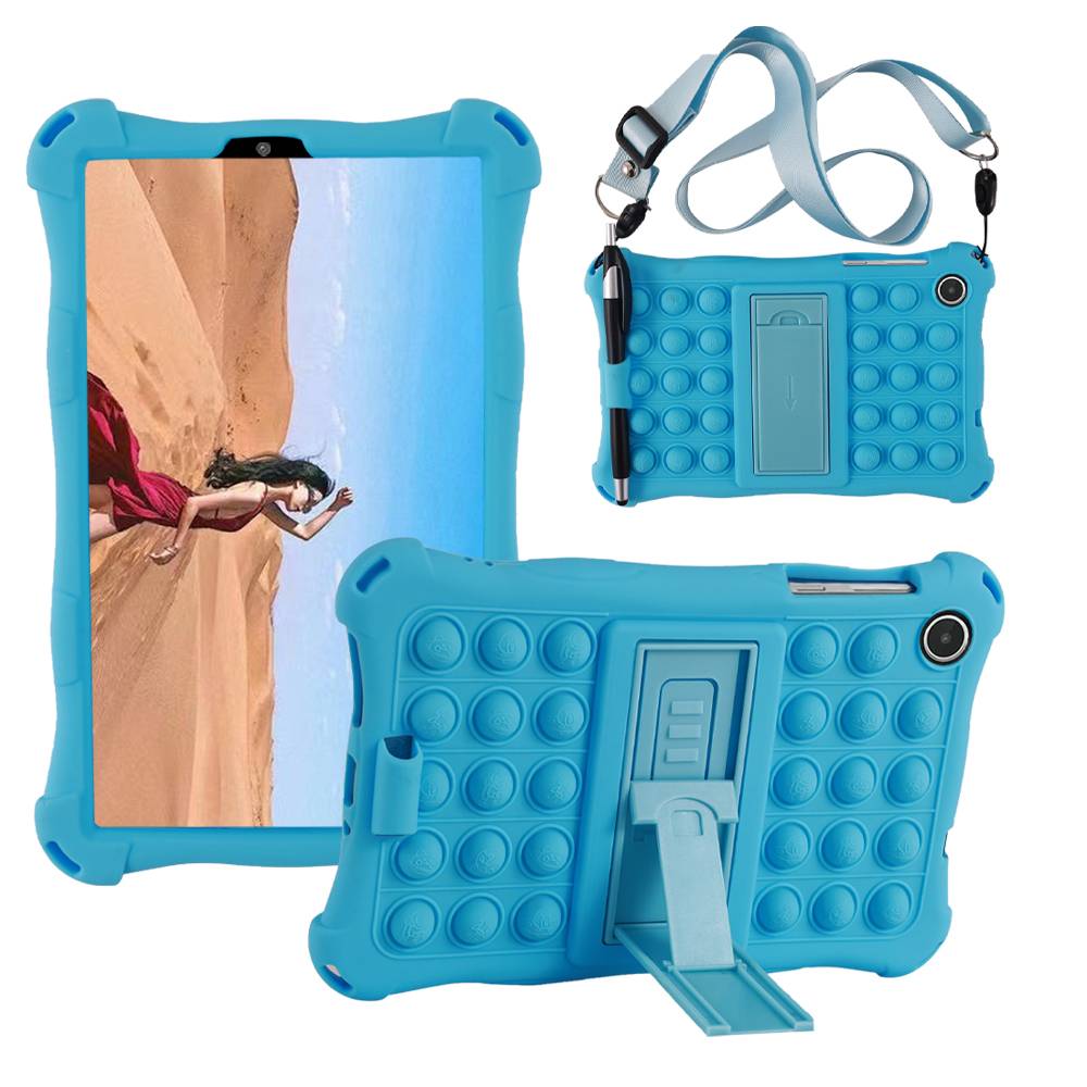 Case for Lenovo Tab P11 TB-J606F M10 FHD Plus 10.3 3rd Gen TB125FU HD TB-X306F 10.1 M8 Silicone Bubble Cover with Strap & Pen