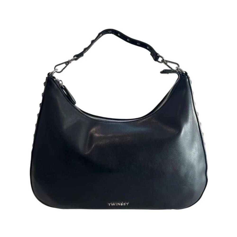 Twinset Hobo Taske med Nitter - Tasker - Dame - Sort - ONE SIZE - Uld