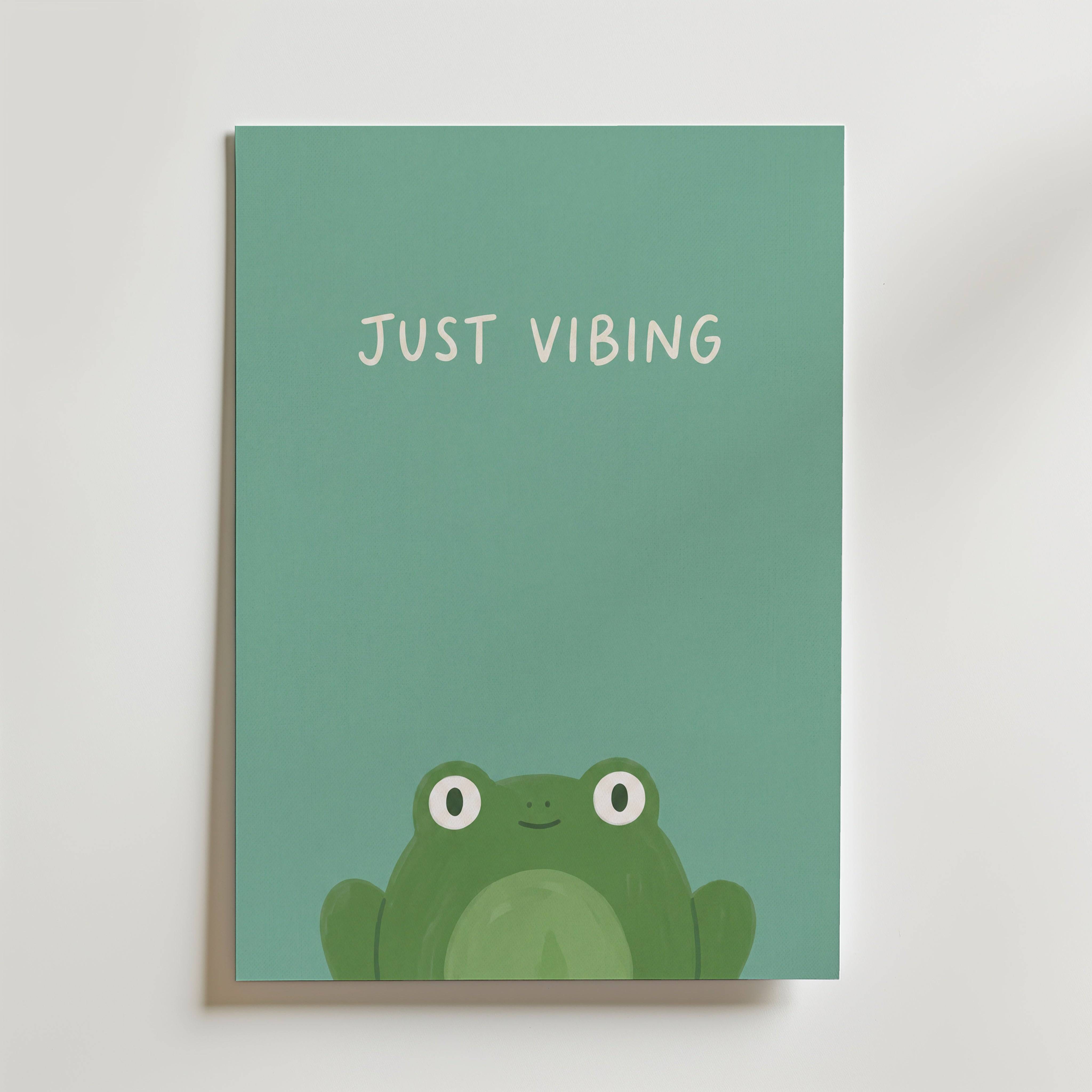 Just Vibing Frog Poster - Fine Art Poster 100x140 cm Utan passepartout