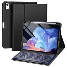 drivego Hülle mit Tastatur für iPad 11 Generation A16/10 Generation (11/10.9 Zoll, 2025/2022), 7-farbige Beleuchtung Magnetische Tastatur für iPad 11./10. Gen Hülle mit Stifthalter, Schwarz