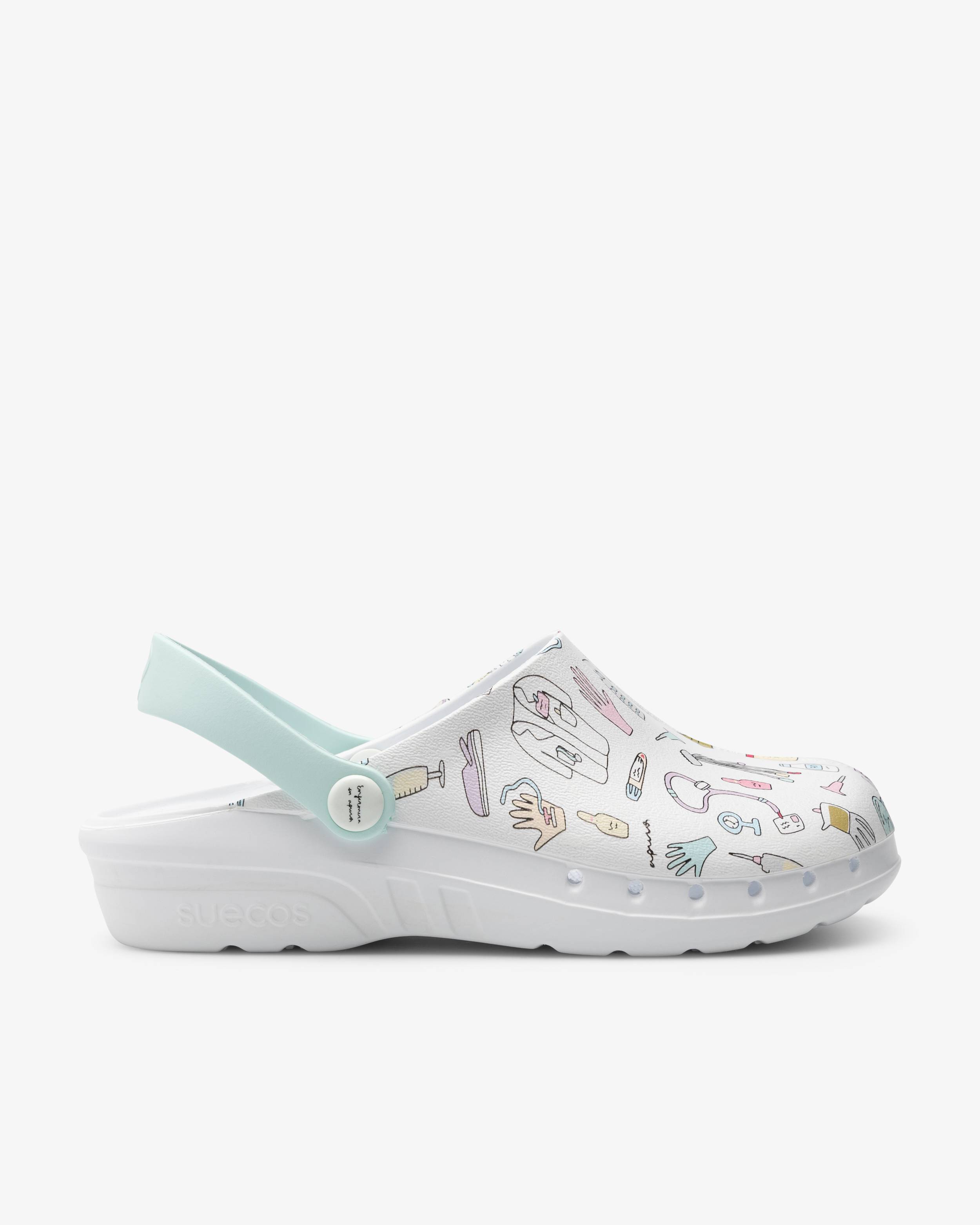Suecos Oden Fusion Print Clog Hvid /Grøn