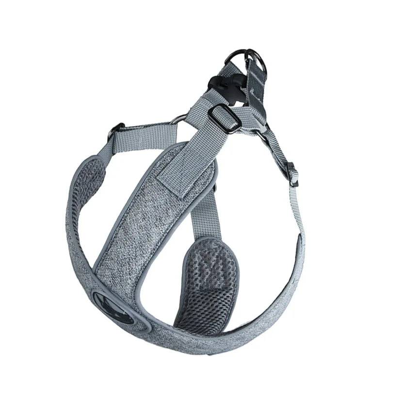 Reflective Mesh Dog Harness & Leash Set for Small & Medium Dogs - gray / XS (XS)