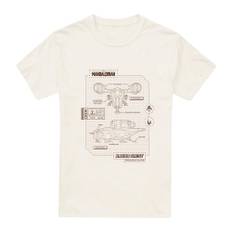 Star wars: The Mandalorian Mens Razor Crest Blueprint T-Shirt XXL naturlig