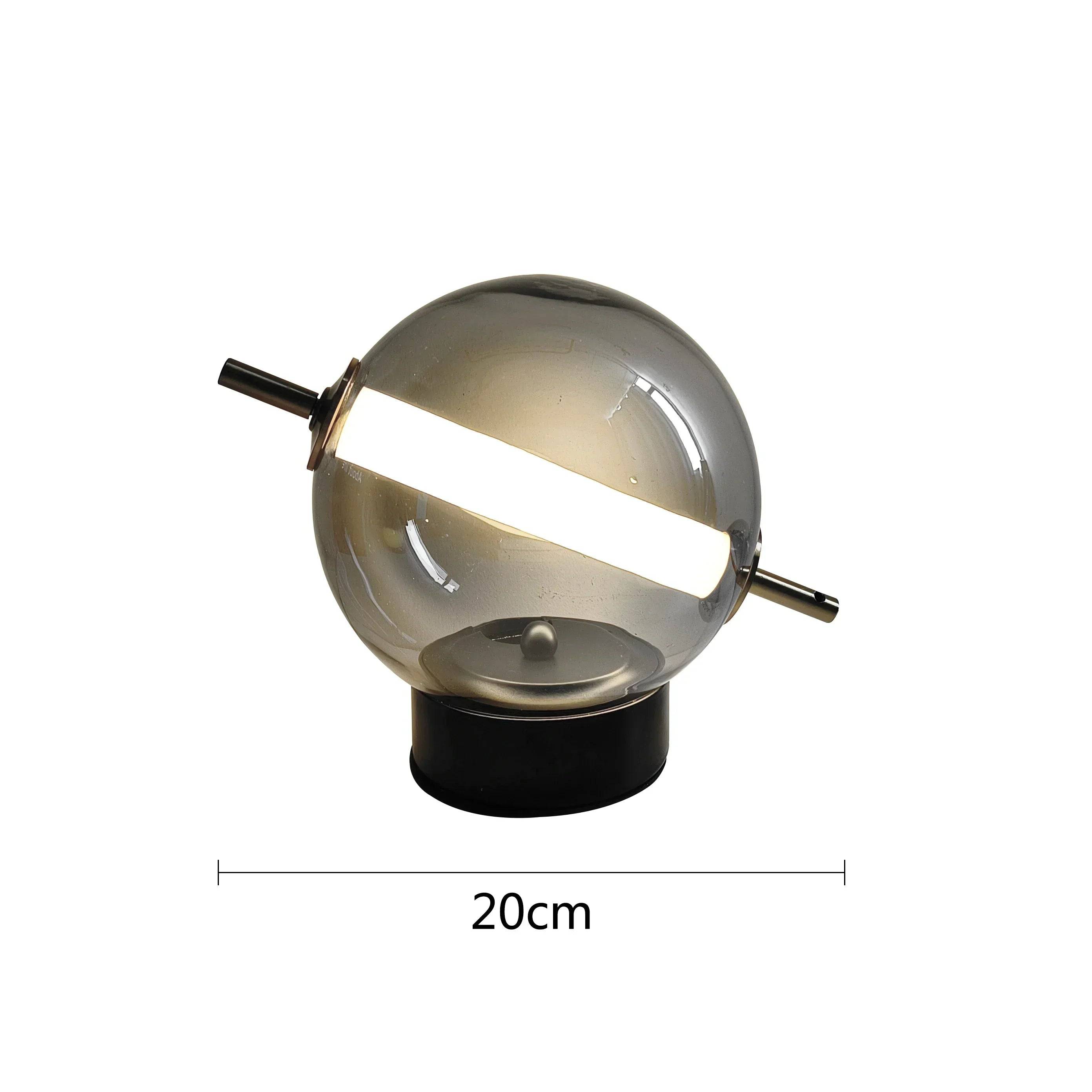 Retro Glasbordslampa med Varm Glöd - Tidlös Elegans - Rökgrå