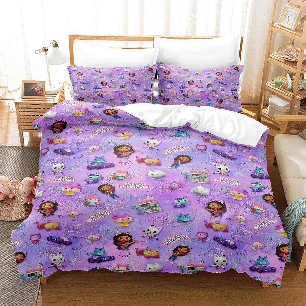Gabbys Dockhus Sängkläder Set Enkel Twin Full Queen King Size Sängset Vuxen Barn Sovrum Påslakanset 3D Anime Lakan Set 70x133cm 2pcs