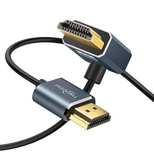 Twozoh Flexibel HDMI till HDMI-kabel vinklad 270° 0,3M, ultratunn och smal HDMI-sladd stöder 3D/4K@60Hz