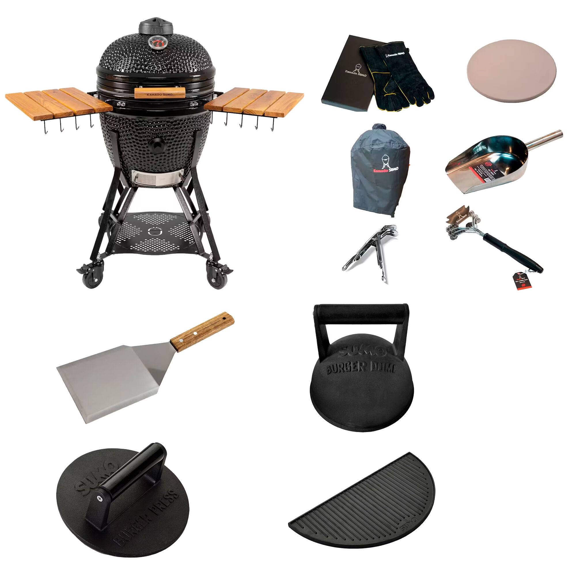Kamado Sumo Gen 2 Large kamadogrill med smashpaket, svart - Svart