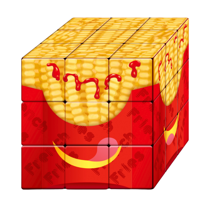 Calvin's Puzzle Yummy French Fries 3x3 Cube - Novelty Food Cube - Professorterning.