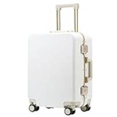 Handbagage ResväSka Bagage Damläder Textured Mute Universal Wheel Lösenordslåda Slitstark och stark resväska Trolleyväska ResväSka(White,26in)