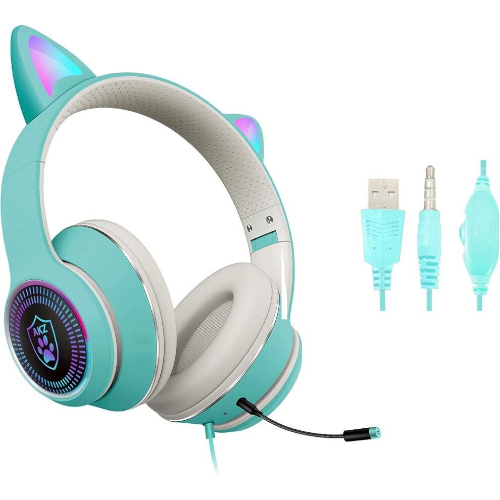 Bluetooth-gaminghovedtelefoner med katteøre, justerbar hovedbøjle med komfortable lydblokerende ørekopper, 40 mm højttalere til hi-fi stereolyd,
